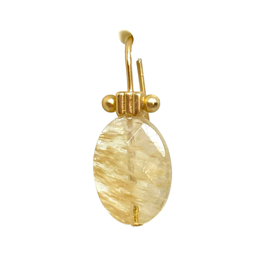 Citrine Oval Stone Column Top Earring