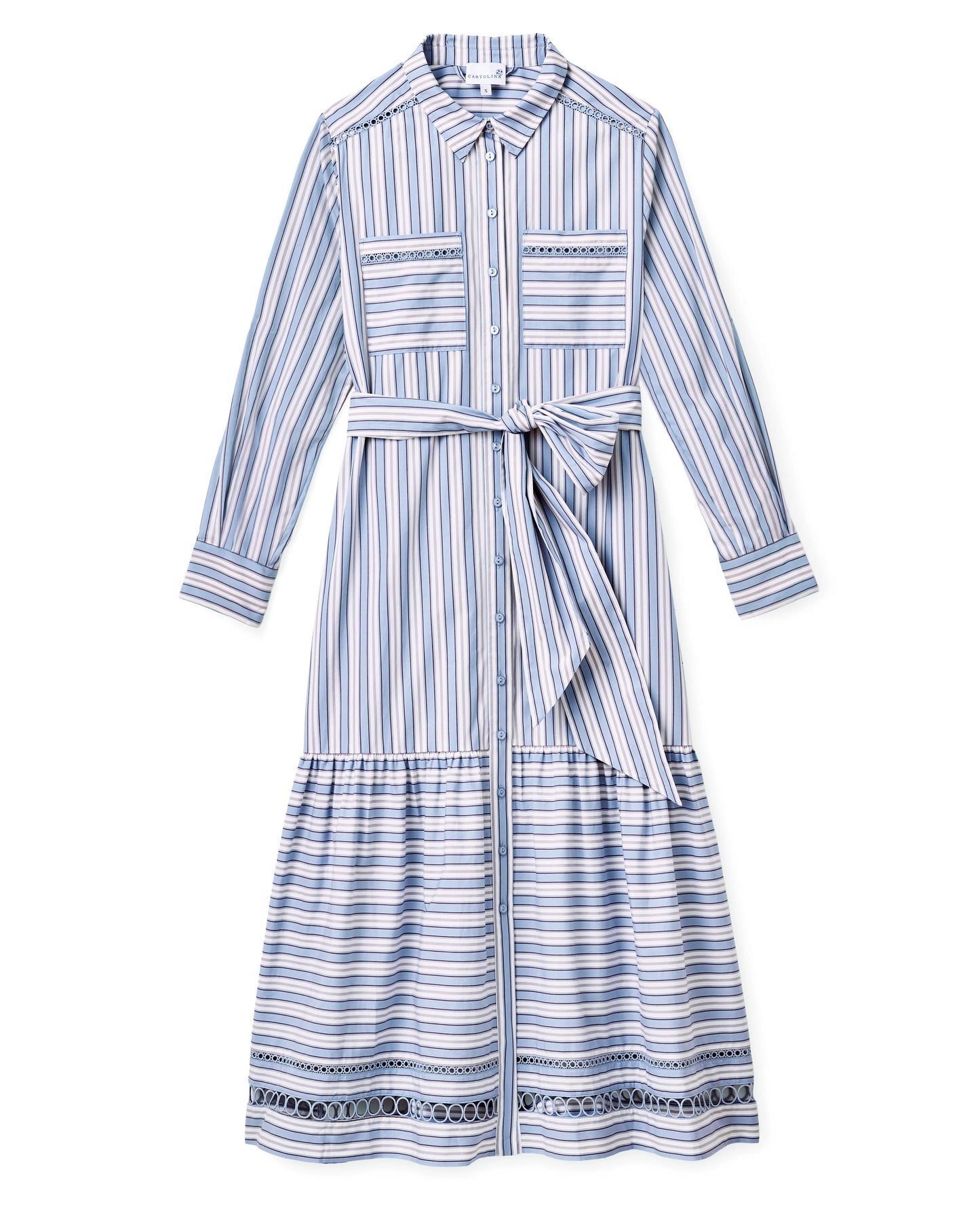 Celia Dress Cartolina Stripe - Pale Blue