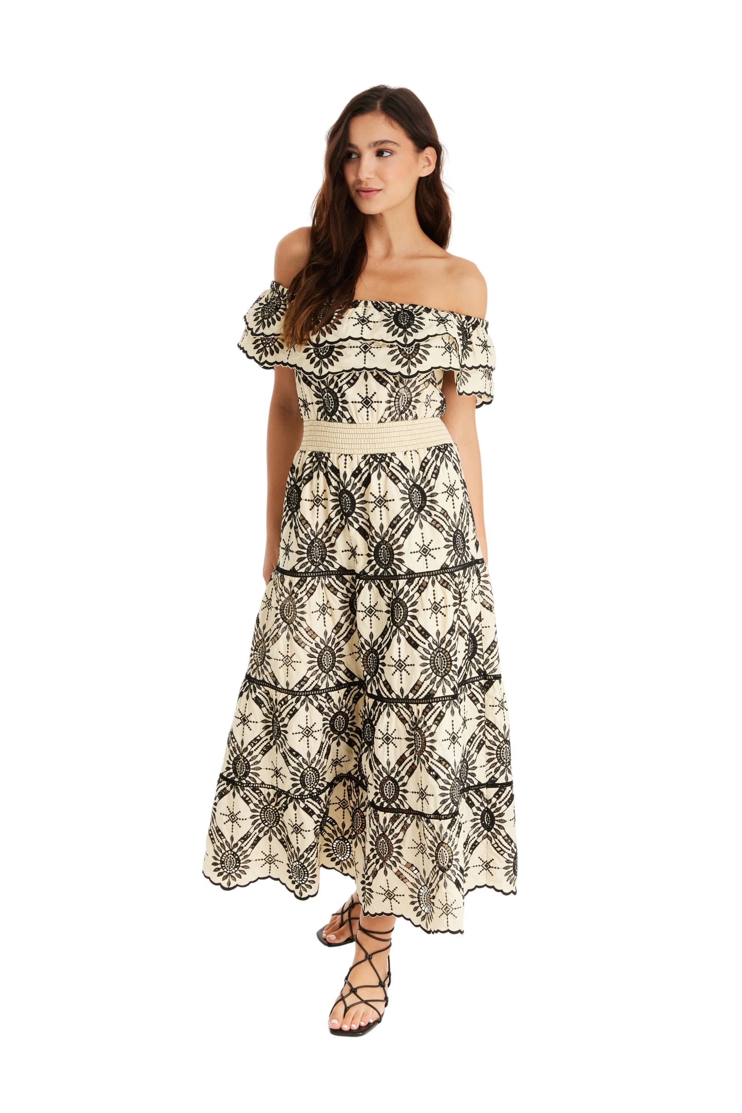 Annabella Maxi Dress - Ivory/Black