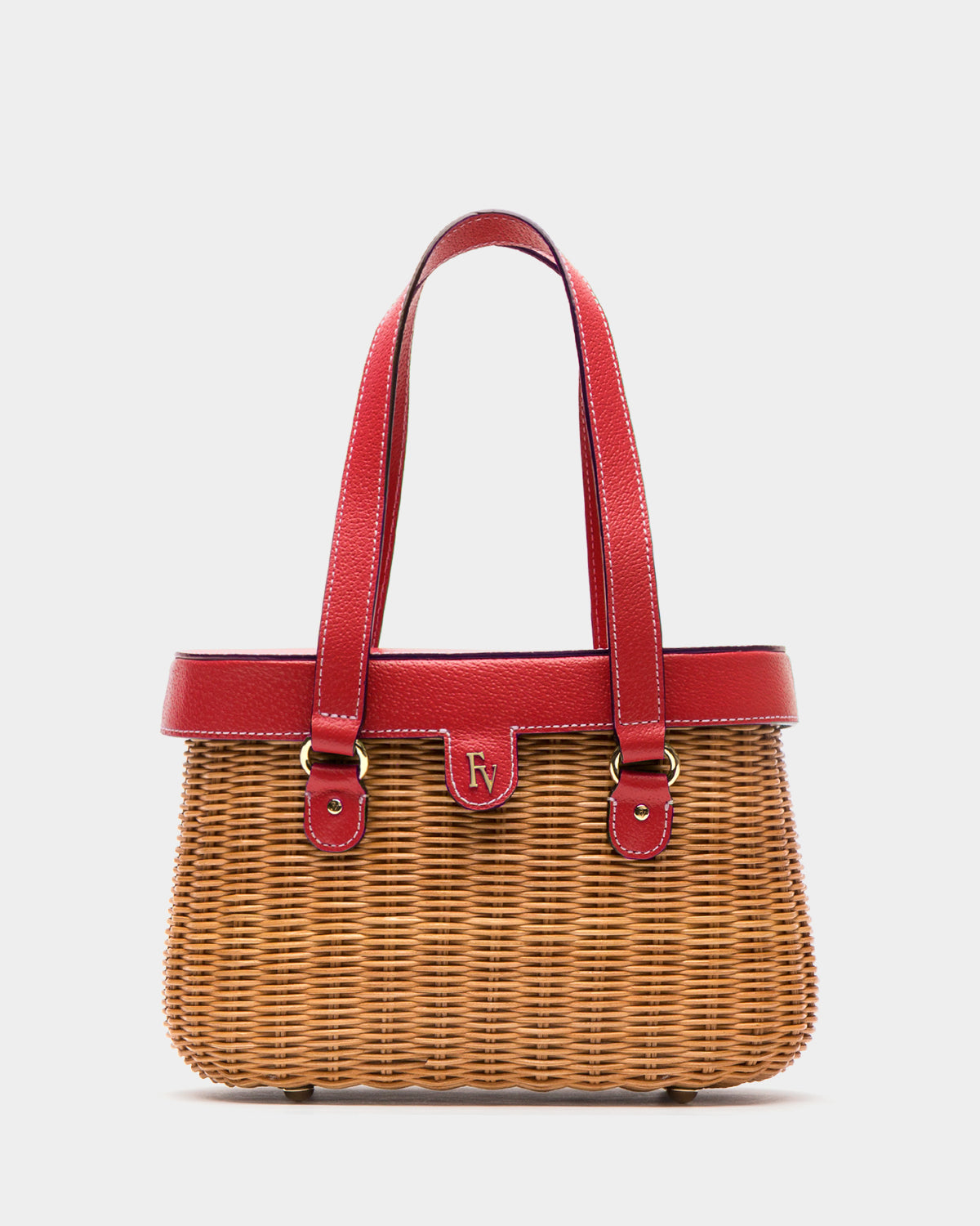 Willow Basket Wicker w/ Leather - Red