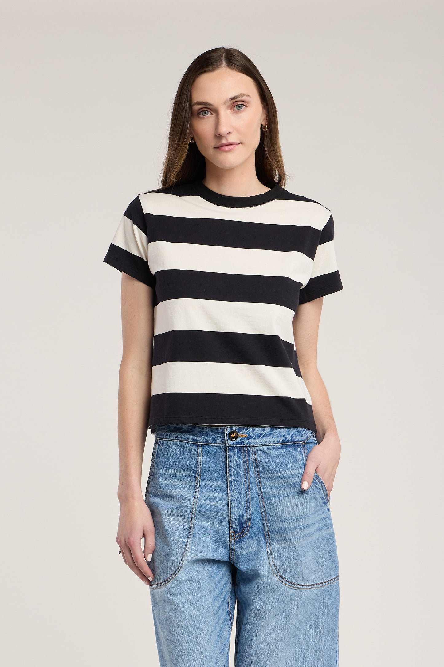 Fiona Striped Tee - Black White