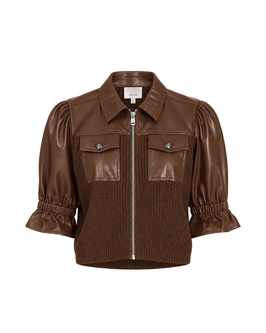 Knit Holly Combo Jacket - Espresso