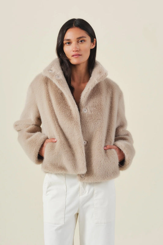 Sheena Faux Fur Jacket - Beige