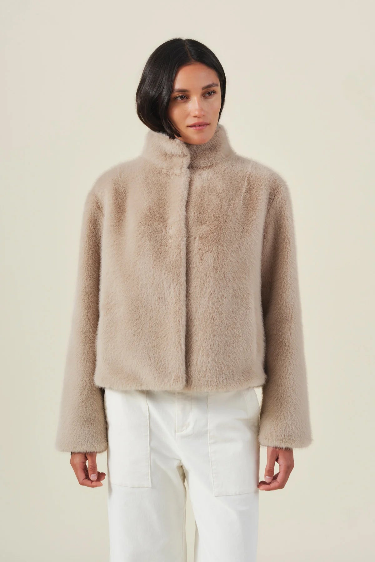 Sheena Faux Fur Jacket - Beige
