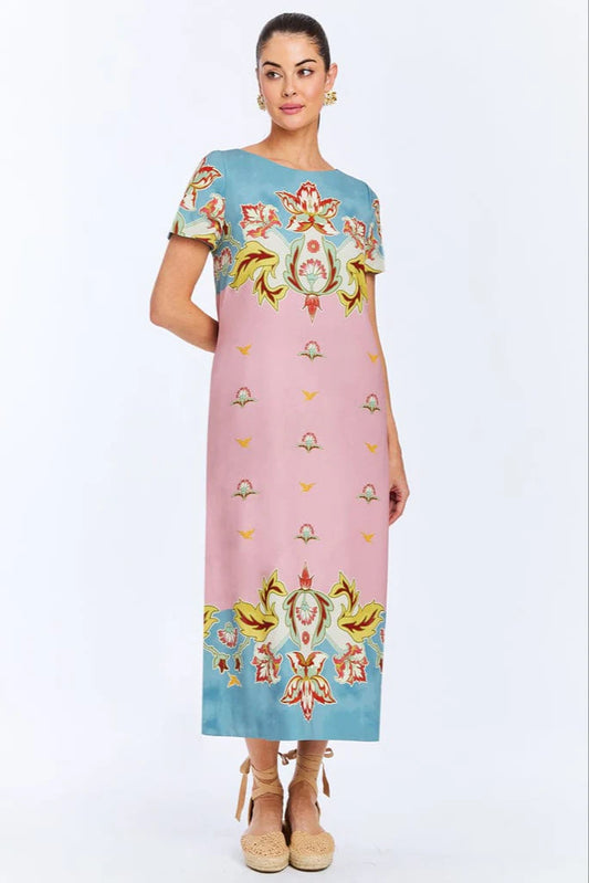 Adria Midi Dress - Pink Blue