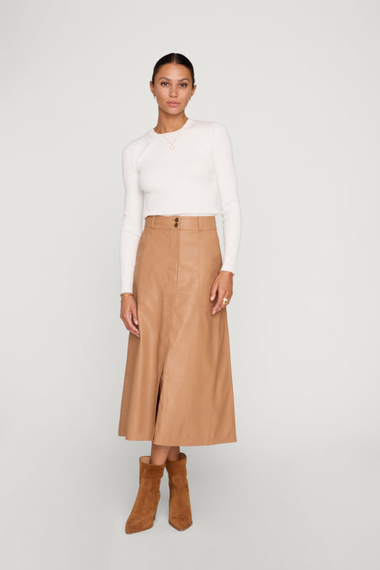 Mica Vegan Leather Skirt - Dunes