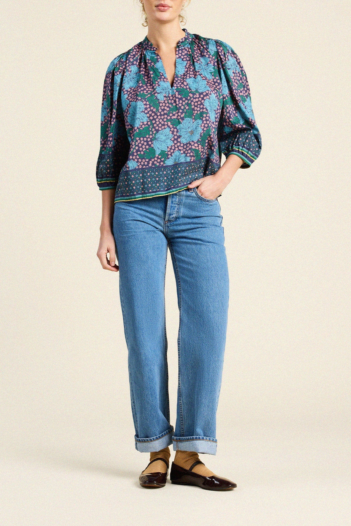 Orly Blouse - Midnight Trellis