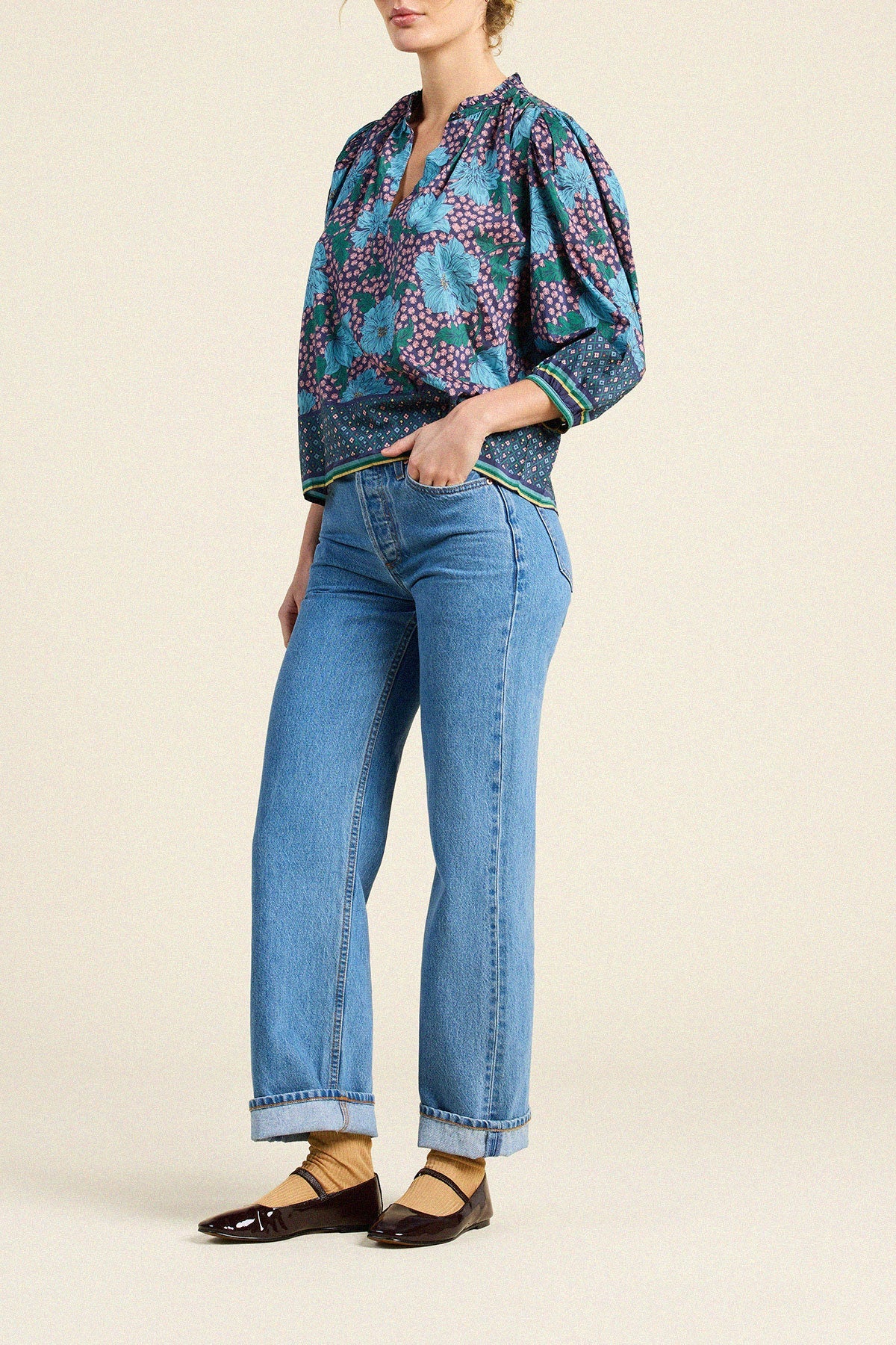 Orly Blouse - Midnight Trellis