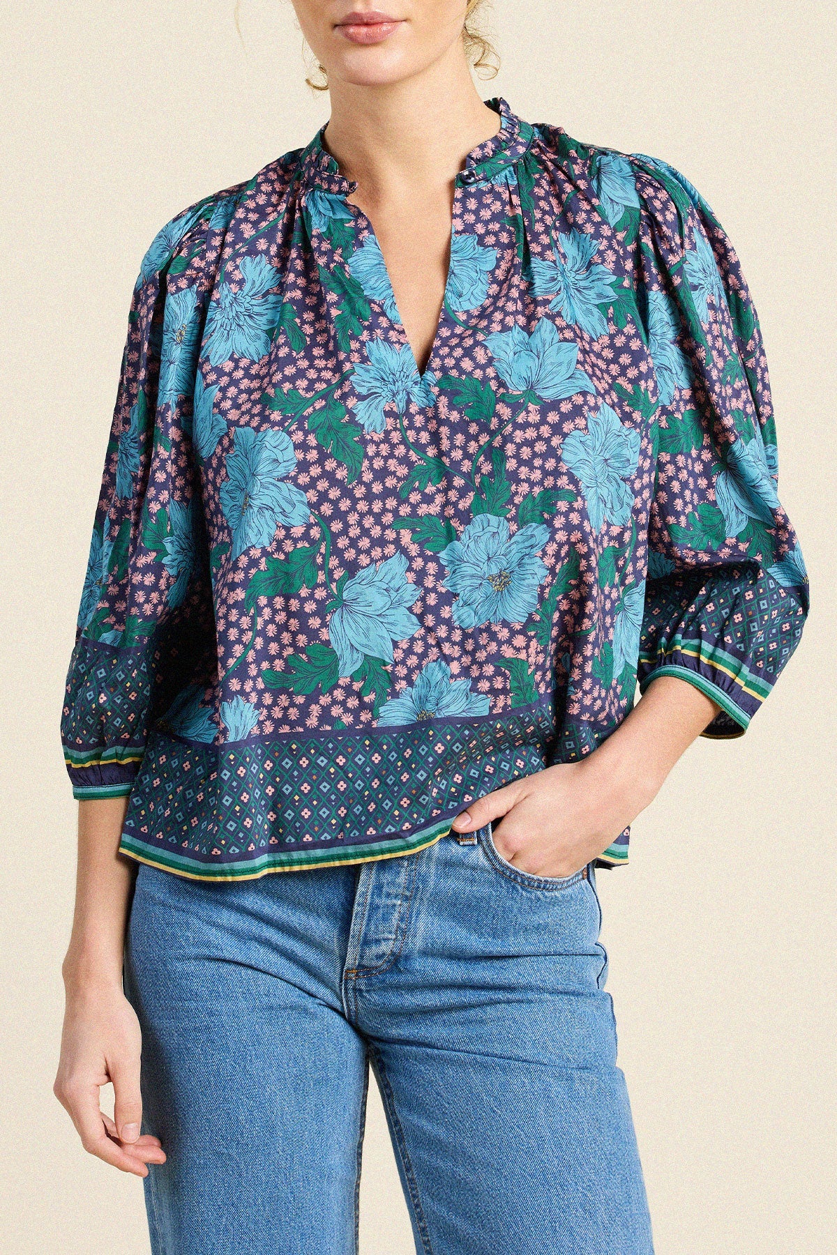Orly Blouse - Midnight Trellis