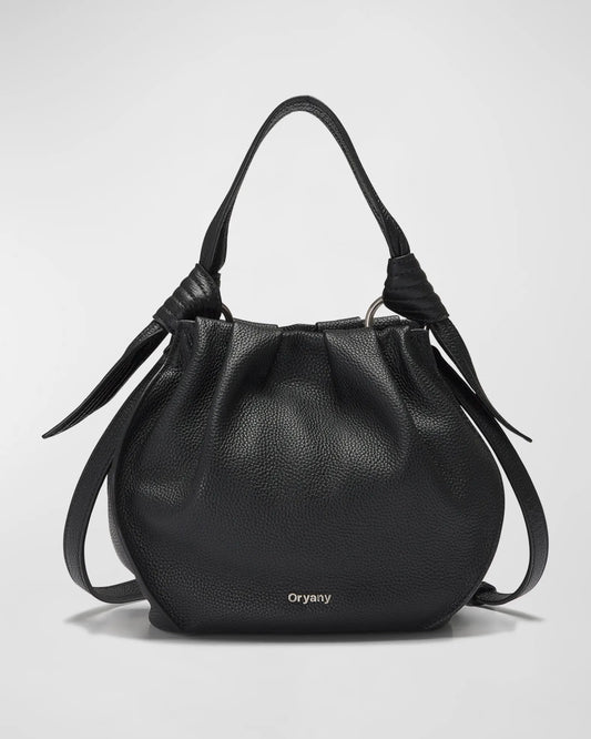 Selena Leather Bucket Bag - Black