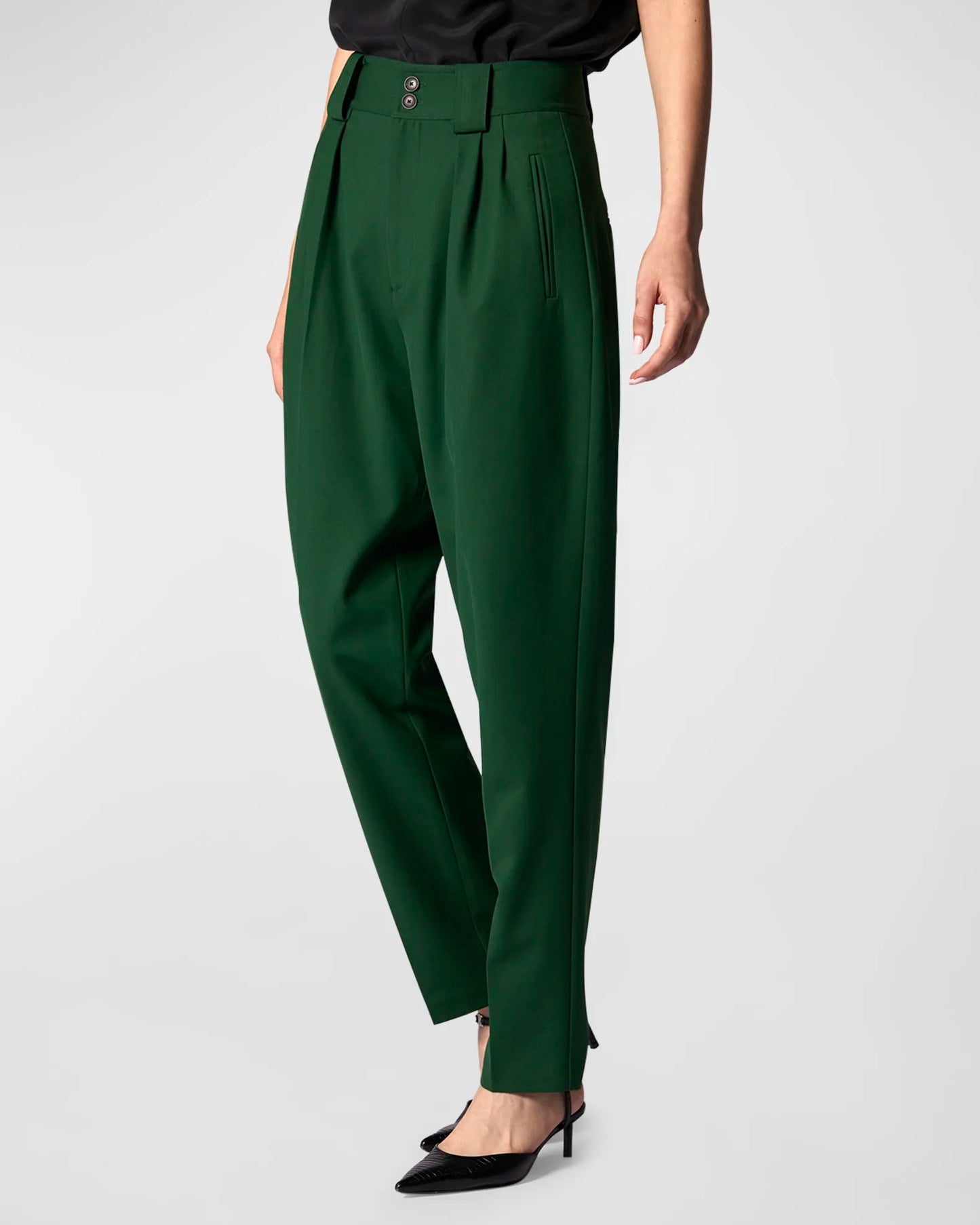 Lincoln Pleated High-Rise Trousers - Eden