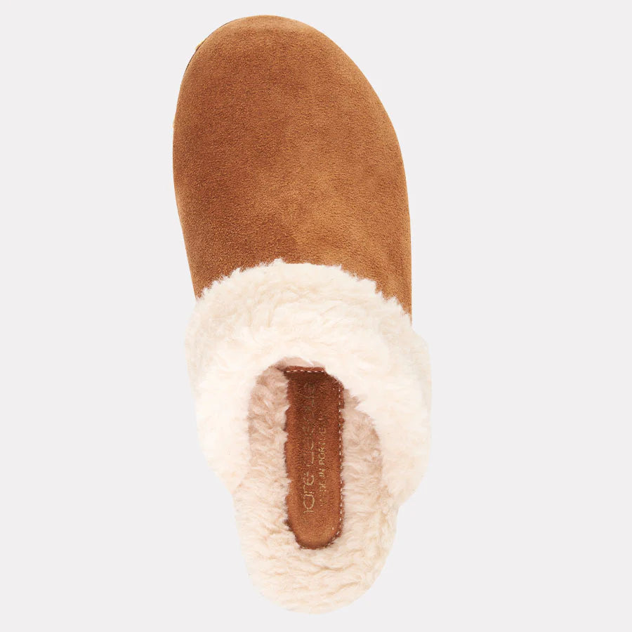 Olivia Faux Suede Clog - Cognac Natural