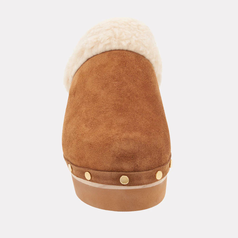 Olivia Faux Suede Clog - Cognac Natural