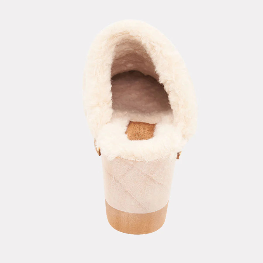 Olivia Faux Suede Clog - Cognac Natural