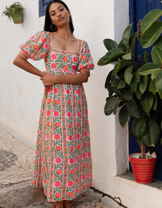 Elizabeth Dress - Neon Border