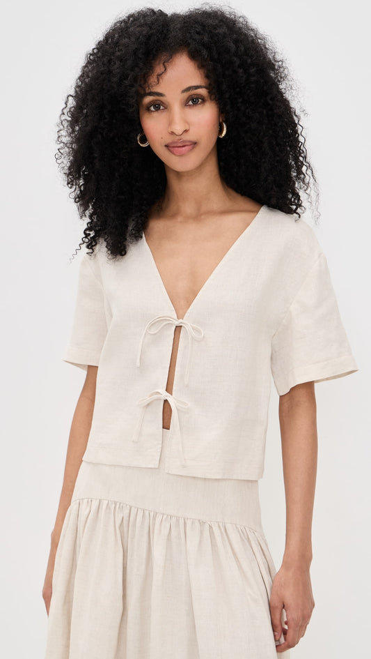 Ava Linen Top - Natural