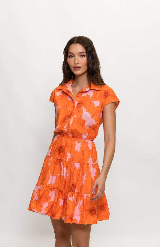 Bishop Dress - Orange Romantic Floral