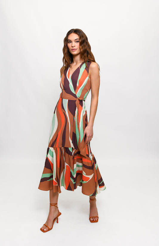 Drea Dress - Neutral Swirl