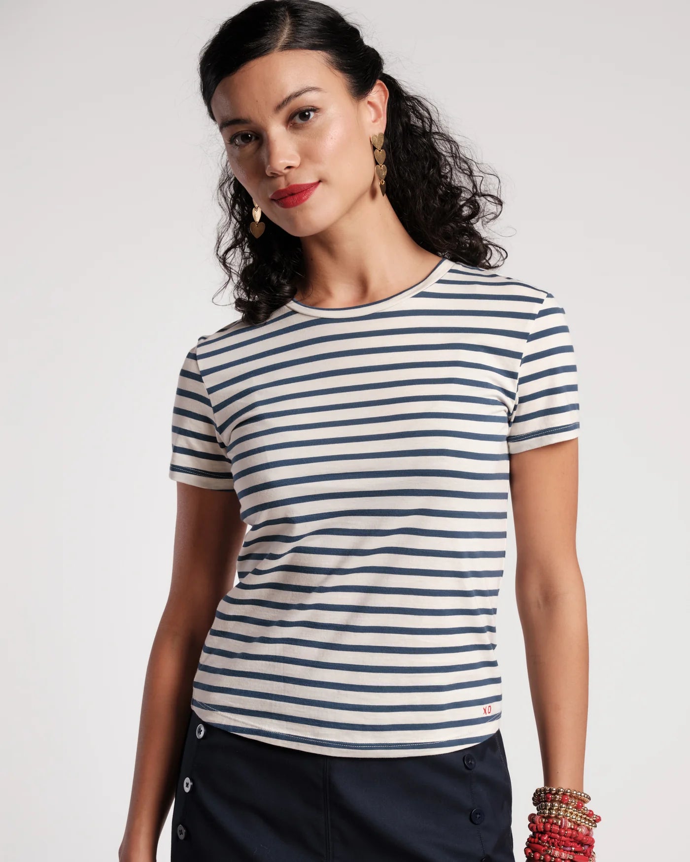 Super Striped Baby Tee - Navy Oyster