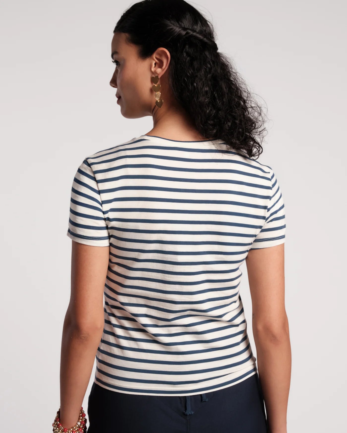 Super Striped Baby Tee - Navy Oyster