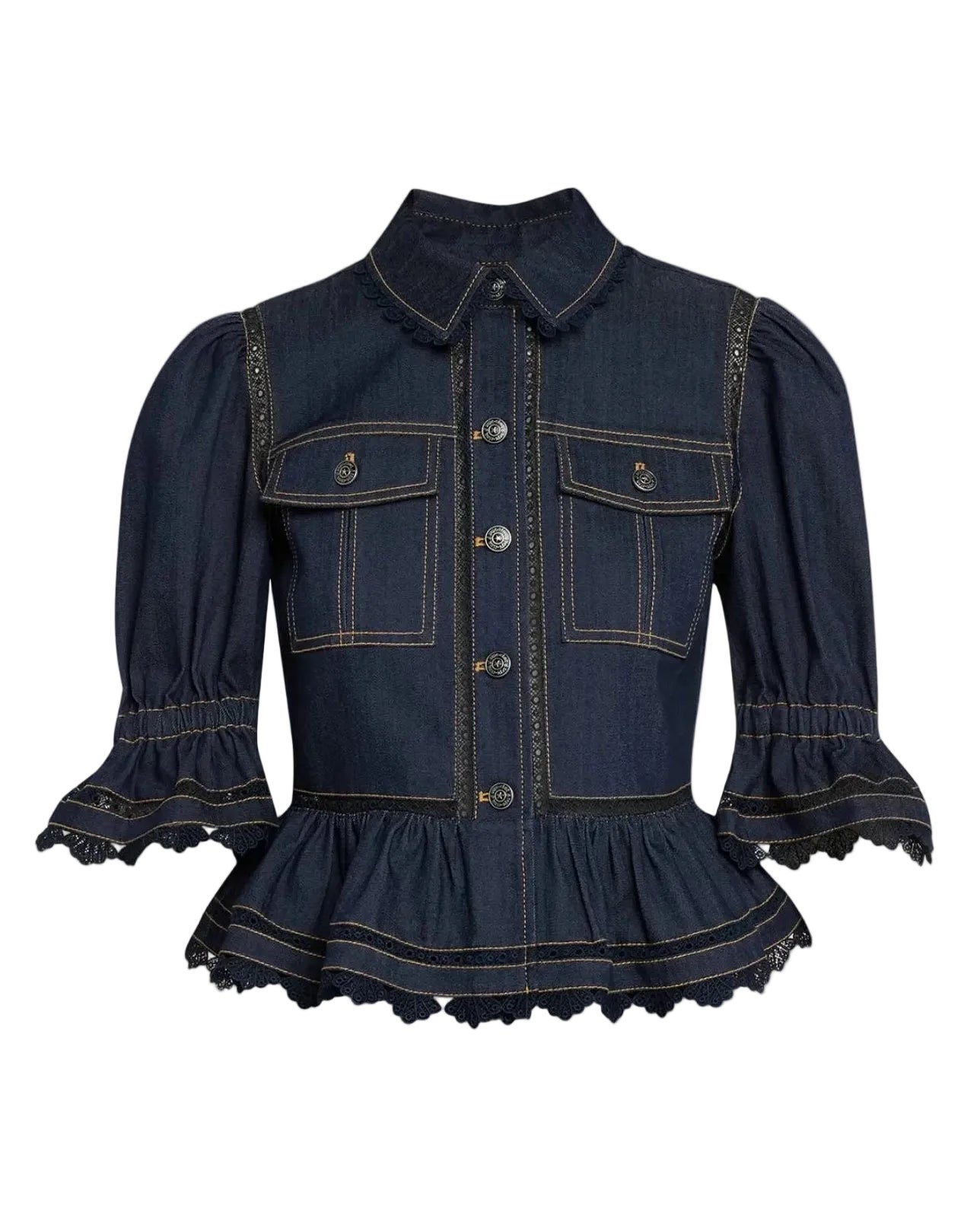 Guipure Lace Sylvia Jacket - Indigo