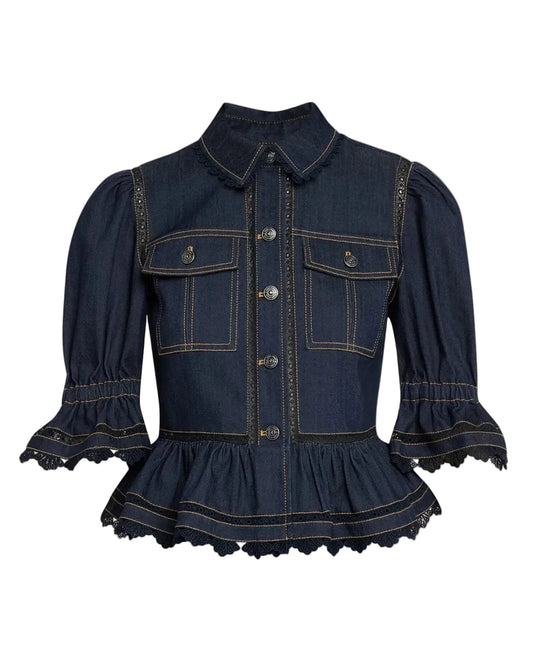Guipure Lace Sylvia Jacket - Indigo