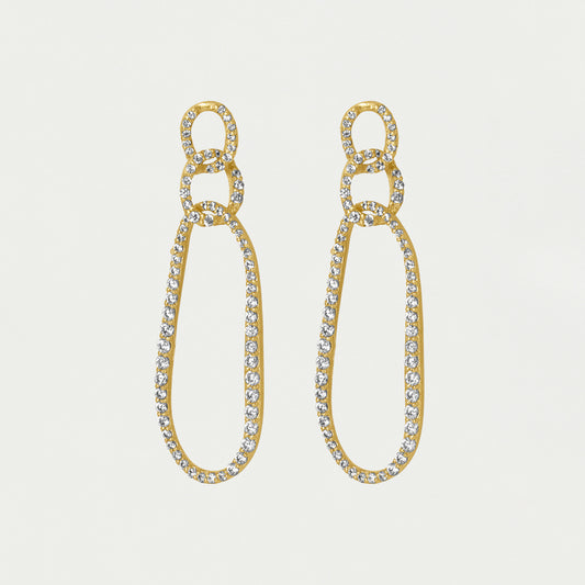 Camille Drop Earrings - White Topaz/Gold