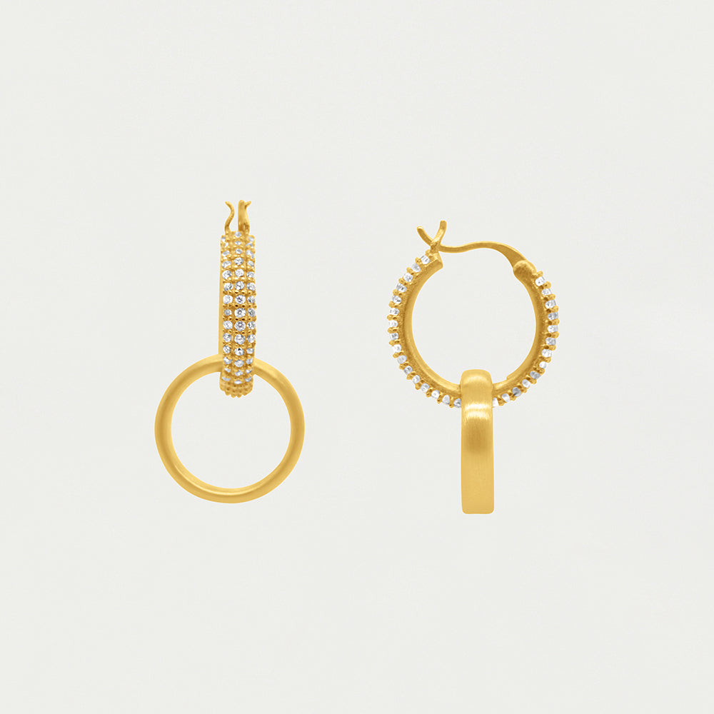 Petite Pave Drop Hoop - White Topaz/Gold