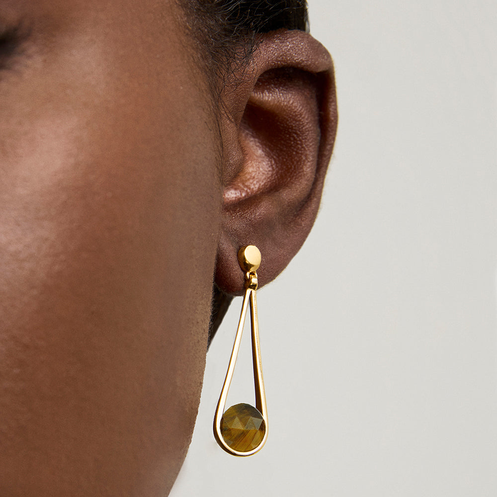 Mini Ipanema Earring - Tigers Eye/Gold