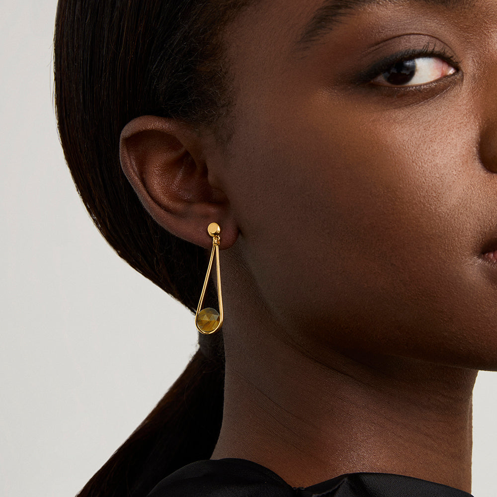 Mini Ipanema Earring - Tigers Eye/Gold