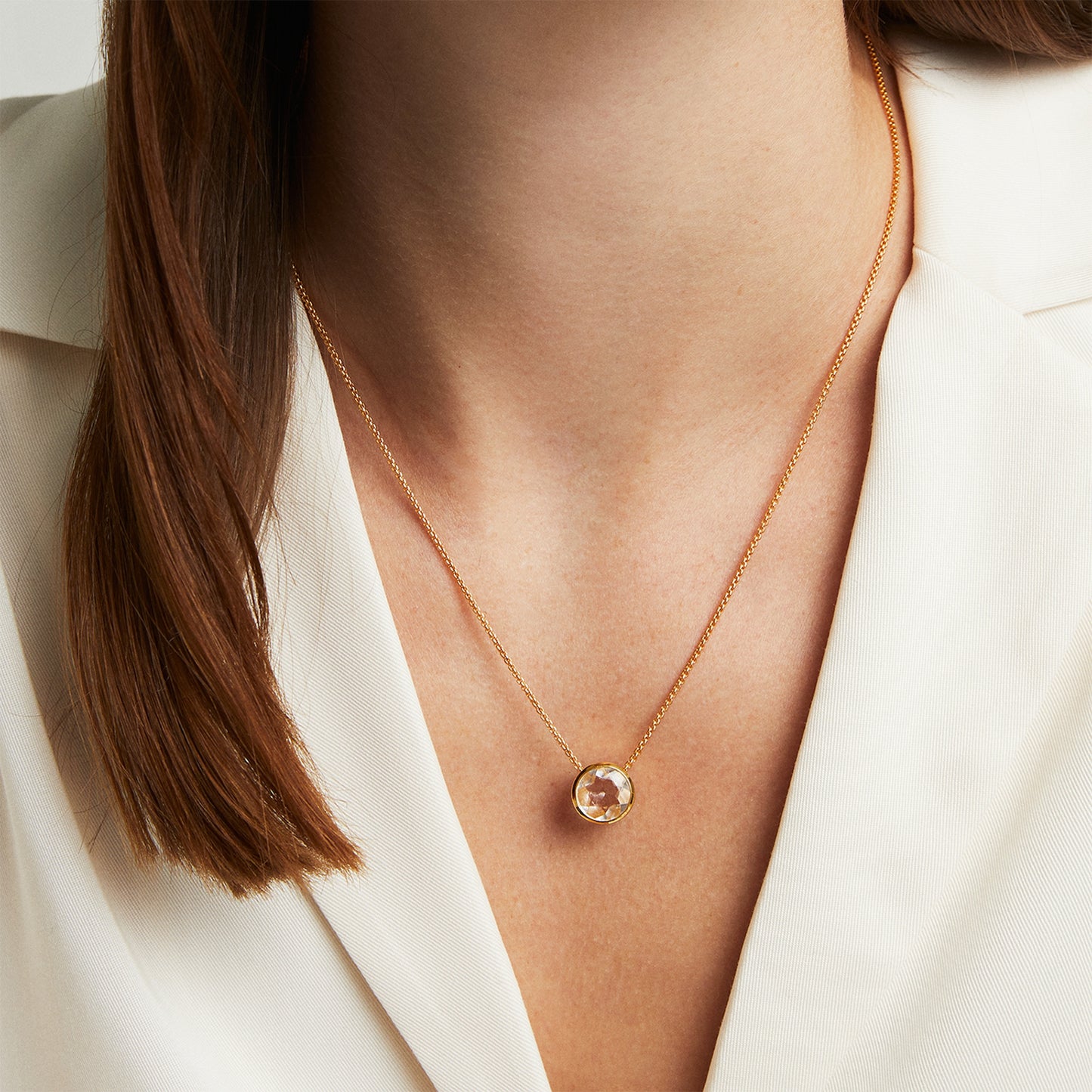 Signature Pendant - Crystal Quartz/Gold