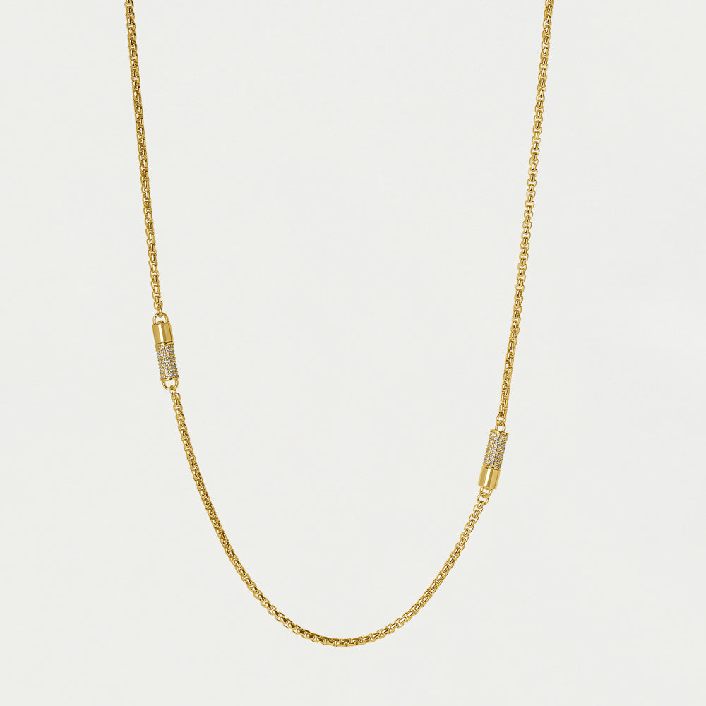 Juliette Pave Station Necklace - White Topaz/Gold