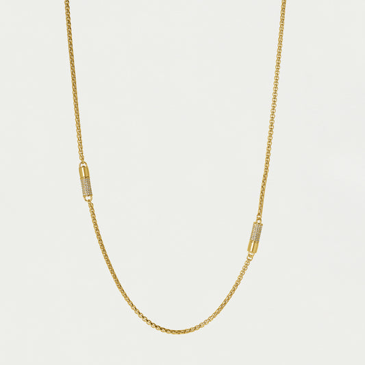 Juliette Pave Station Necklace - White Topaz/Gold