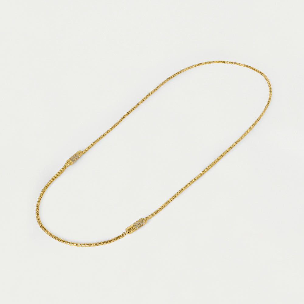Juliette Pave Station Necklace - White Topaz/Gold