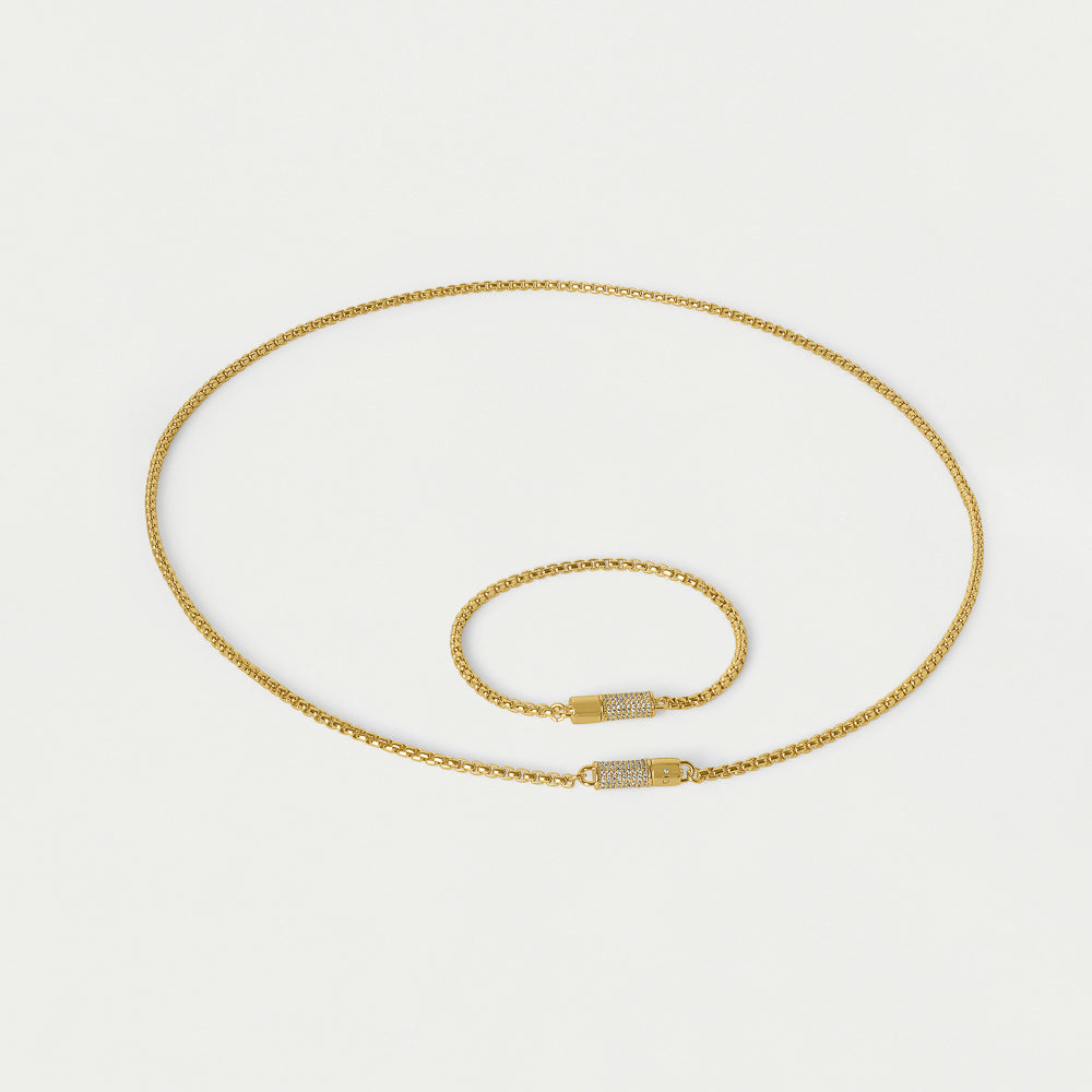 Juliette Pave Station Necklace - White Topaz/Gold