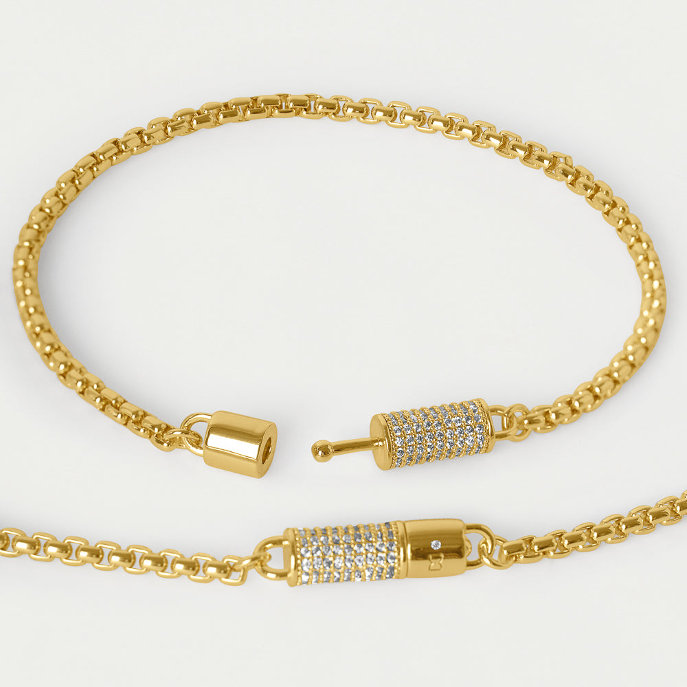 Juliette Pave Station Necklace - White Topaz/Gold