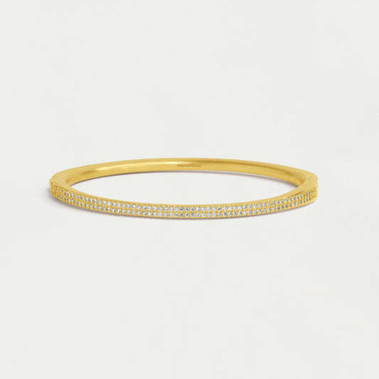 Petite Pave Hinge Bangle - White Topaz/Gold