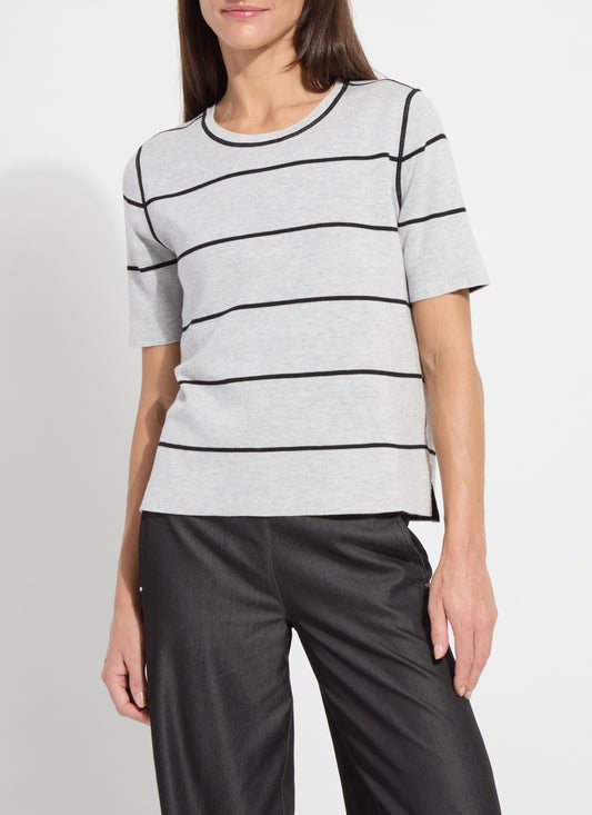 Odessa Reversible Knit Short Sleeve Tee - Black/Grey