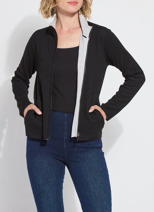 Reversible Cashmere Zip Up Cardigan - Black/Grey