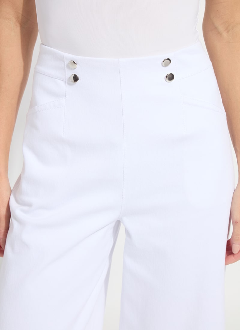 Dion Sailor Crop Palazzo Denim - White