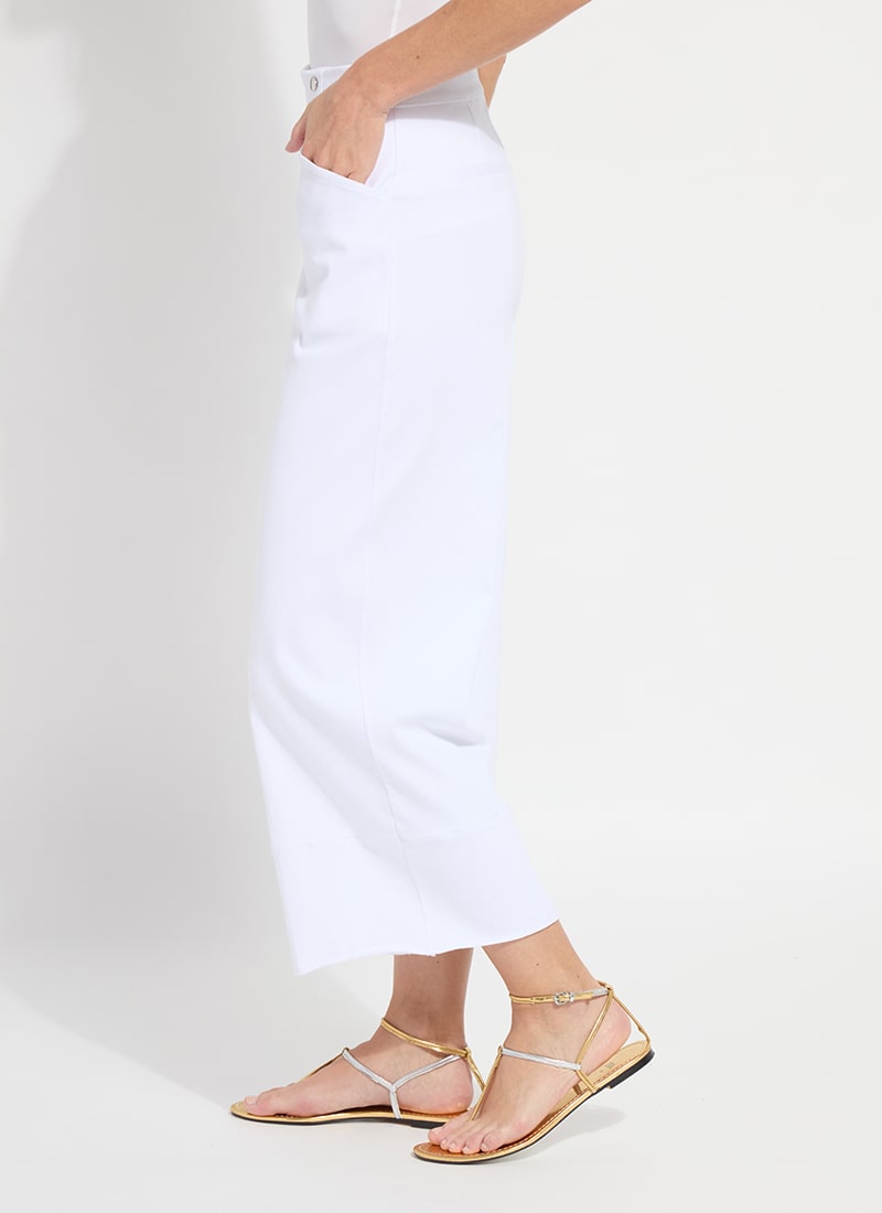 Dion Sailor Crop Palazzo Denim - White