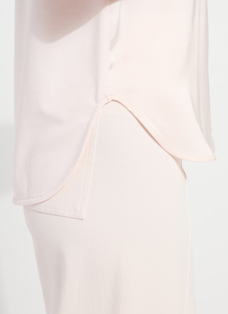 Jenika Crochet Neck Band Mix Media Top - Barely Pink
