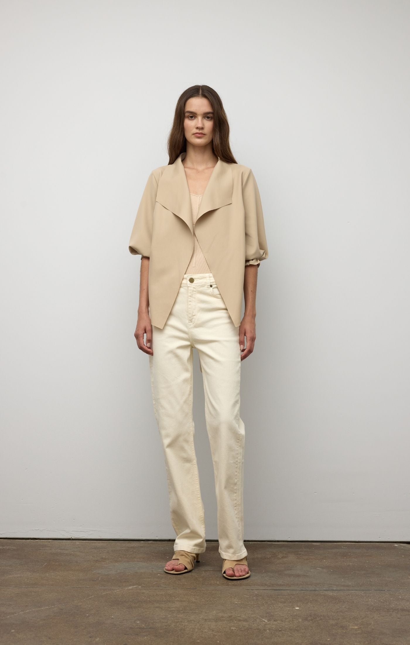 Raw Edge Belted Jacket - Taupe