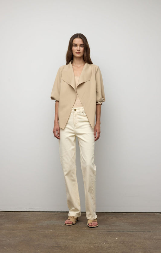 Raw Edge Belted Jacket - Taupe
