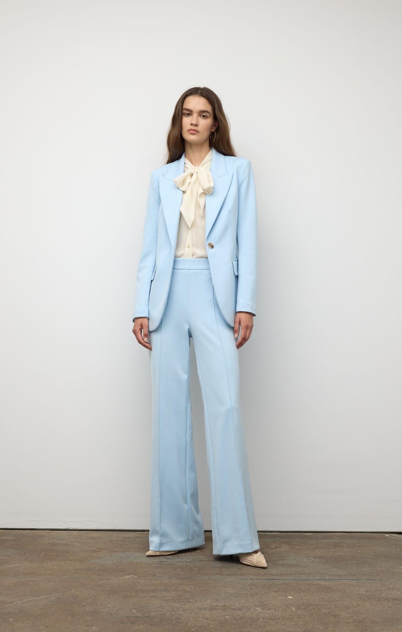 Wide Leg Pintuck Pant - Sky Blue