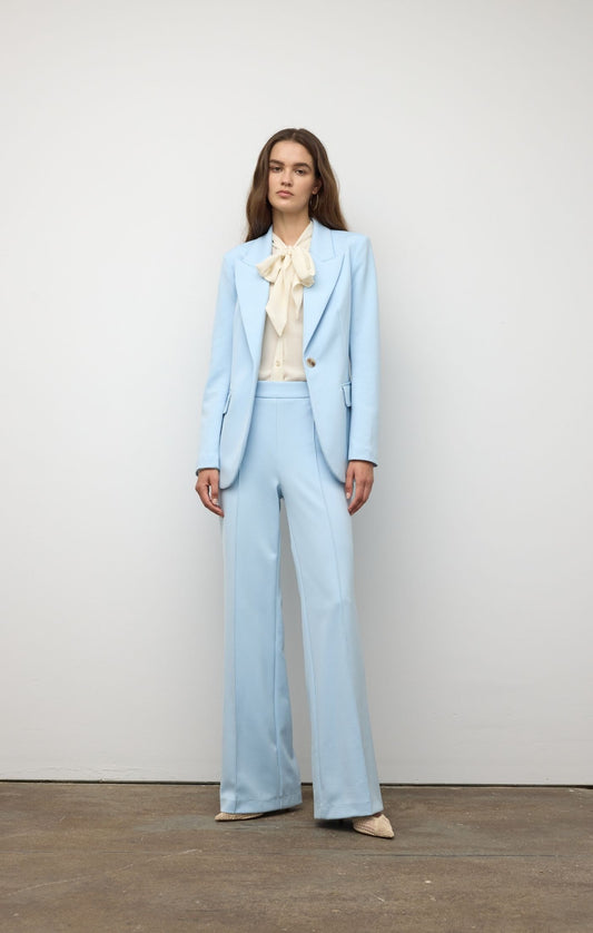 Wide Leg Pintuck Pant - Sky Blue