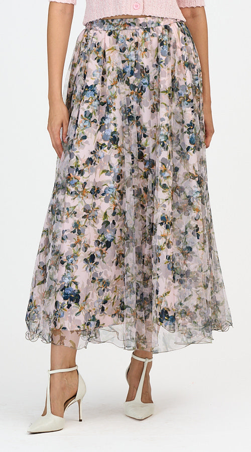 Trailing Iris Sofia Skirt - Rosy Cloud Multi