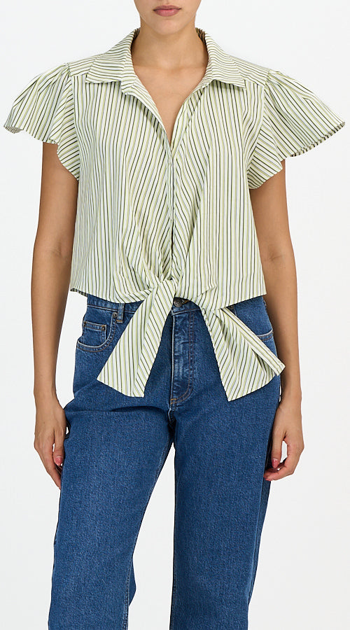 Sophie Stripe Marianna Top - Ivory/Lime