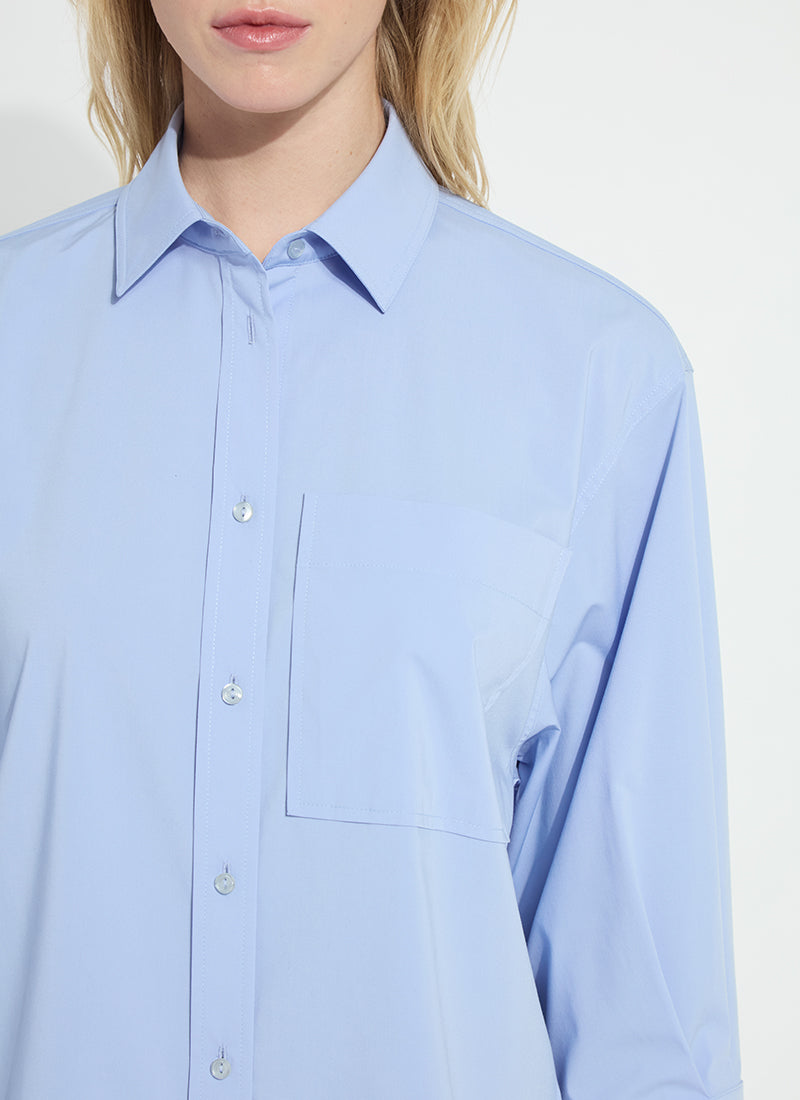 Enid Oversized Cropped Shirt - Blue