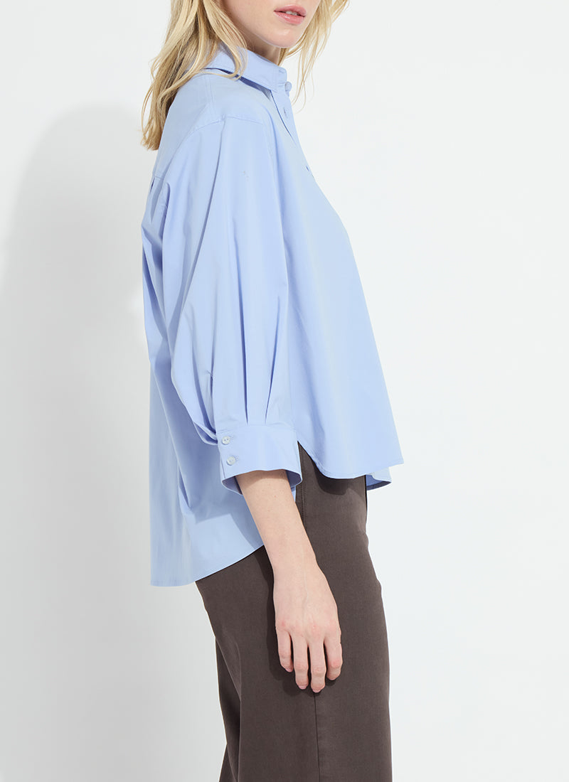 Enid Oversized Cropped Shirt - Blue